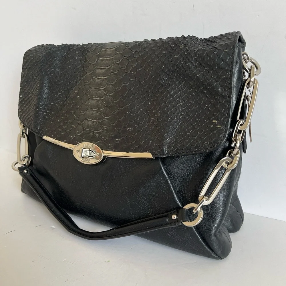 Coach Madison Python Glitter Leather Shoulder Bag